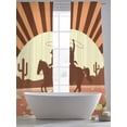thumbnail image 5 of Western Cowboy Riding Horse Sheer Curtains 2 Panels Set Hand-drawn Desert Cactus Sheer Window Curtains Light Filtering Rod Pocket Voile Drapes for Bedroom Living Room 52"X108", 5 of 8