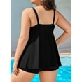 thumbnail image 5 of Asoul Plus Size Tankini Swimsuit for Womens Two Piece Bathing Suit Scalloped V Neck Tankini Top with Shorts, 5 of 6