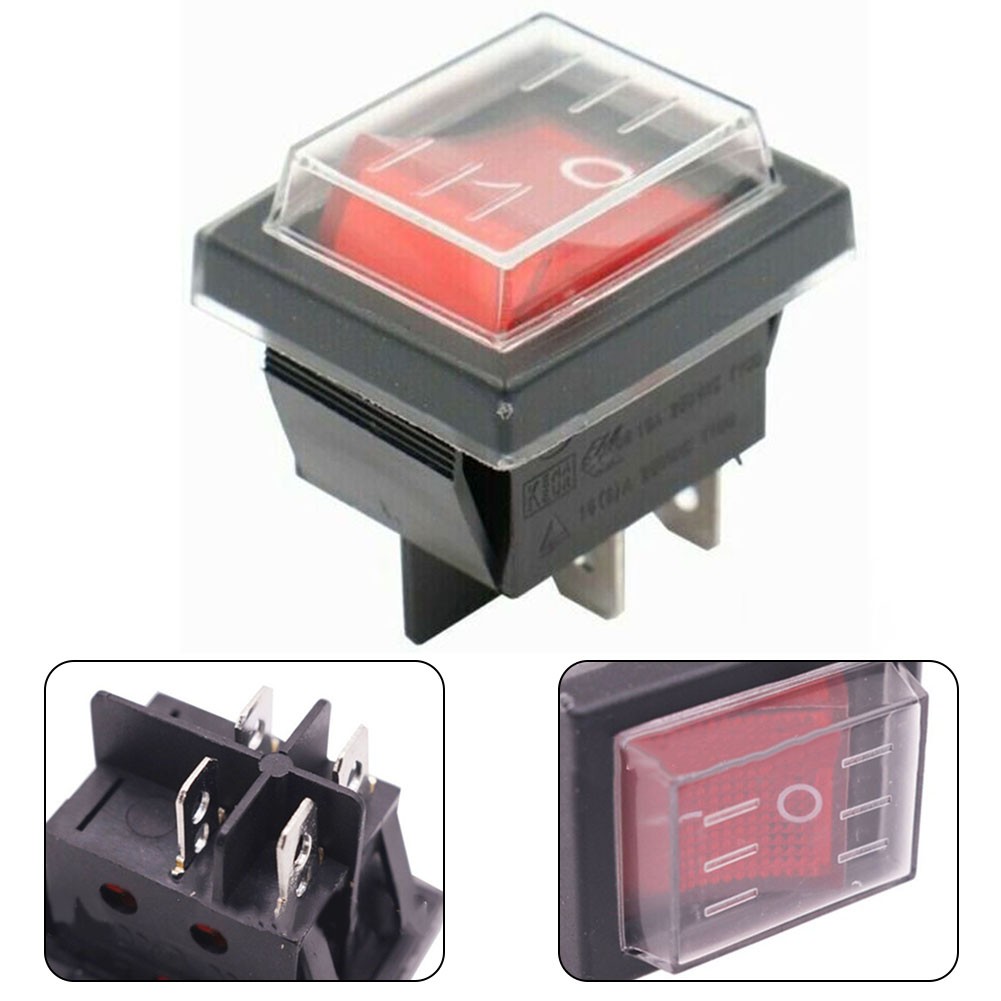 Rocker switch with waterproof cover Device switch 2 poles (4 pins) 16A 250