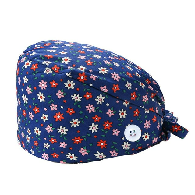 MesaSe Cotton Operating Hats Nurses Gourd-shaped Dull Polish Assorted Colors Buttons Christmas Day Bouffant Caps