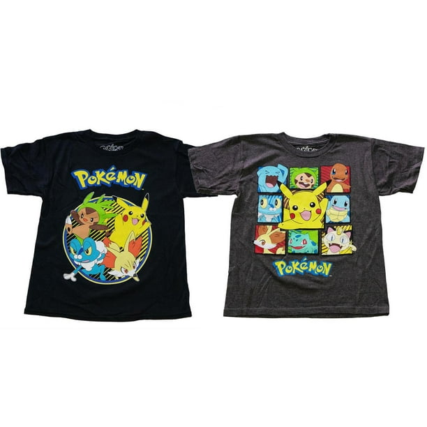 Poke Pikachu Kids Childrens Poke Short T Shirt Black 2 Packs L Walmart Com Walmart Com