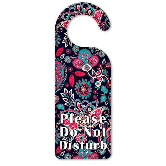 Do Not Disturb Door Knob Hanger Sign - Pink Paisley