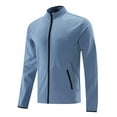 thumbnail image 3 of JUMESGU Men Jacket Lightweight Men's Lightweight Casual Jackets Bomber Coat with Zipper (Light Blue,XXXXL), 3 of 4