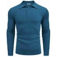 thumbnail image 4 of COOFANDY Mens Knit Polo Shirts Long Sleeve Casual Polo Sweaters Shirt Waffle Textured Collared Sweater, 4 of 7