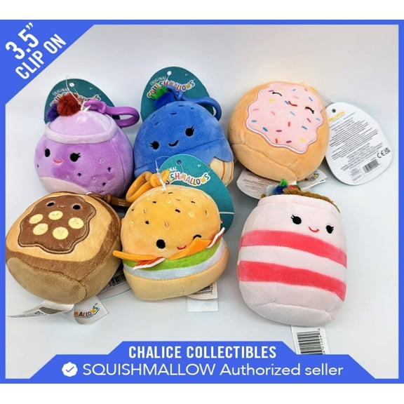 Squishmallow Kellytoy Plush Specialty Food Clip On Keychain 3.5"
