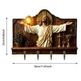 thumbnail image 3 of Christian Cross Wall Art Key Holder, 1 Count, 11.8 x 9.1 Inch, Wooden Religious Entryway Organizer, Faith Key Rack for Front Door, Jesus Theme Wall Hanger Decor, Church Member Gift for Home, 3 of 5