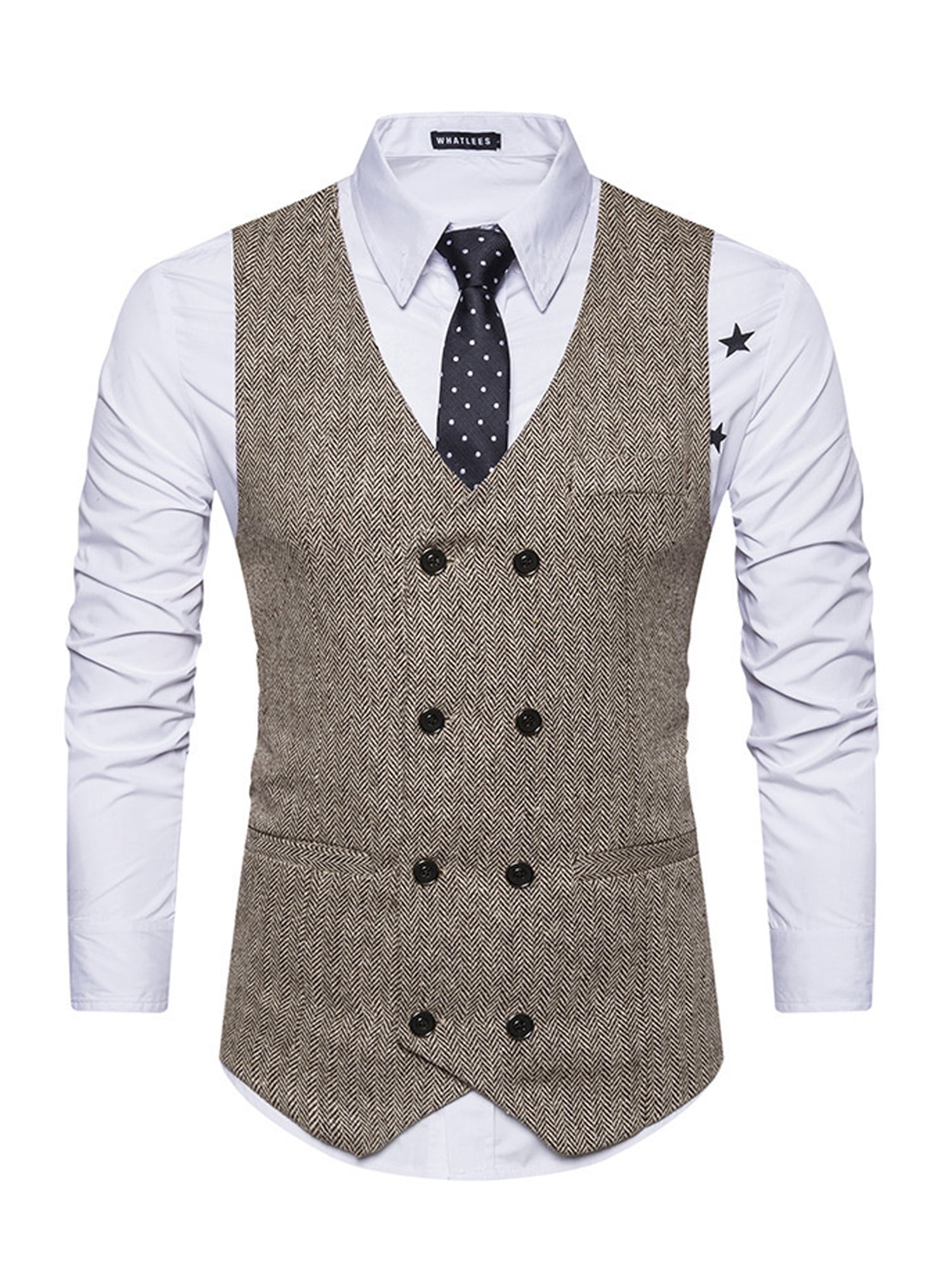 MU2M Men Business Slim Sleeveless V-Neck Dress Suit Vest Waistcoat 