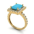 thumbnail image 2 of 3.84ct emerald cut blue turquoise 18k yellow gold engraving statement bridal wedding halo Designer Ring size 6.5, 2 of 5