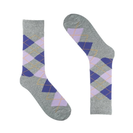 Soft Cotton Argyle Socks - Ivory + Mason - Argyle Dress Socks for Men - Light Grey - Cotton - Size 8-13 (One Pair)