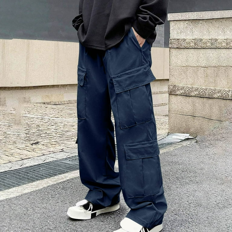 YLSDY Men's Baggy Cargo Pants Trendy Casual Loose Trousers