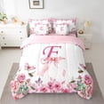 thumbnail image 2 of Erosebridal Initial Letter Bedding Set Full Size 7 Piece Bed in A Bag Bowknot Alphabet Comforter Set Teens Super Soft All Season for Bedroom,A-Z Reversible Bed Sets, 2 of 5