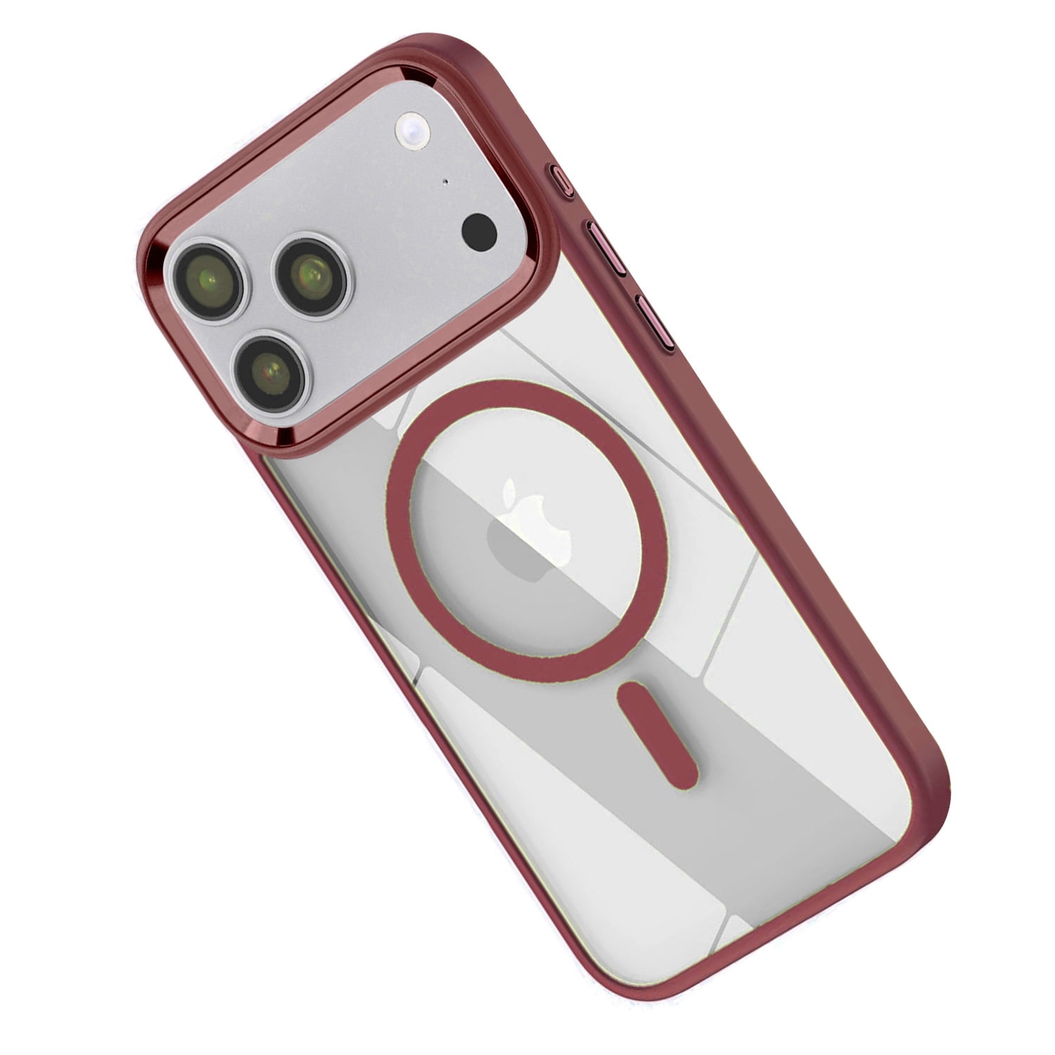 Crystal Transparent Magnetic Cover for iPhone 17 Pro Max - Red