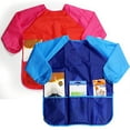 thumbnail image 2 of Cheers.US 2Pcs Kids Art Smocks Waterproof Kids Painting Aprons Toddler Art Smock Kids Paint Smock with Long Sleeve 3 Roomy Pockets for Age 2-7 Years, 2 of 7