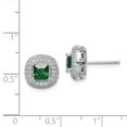 thumbnail image 2 of Sterling Silver Rhodium-plated White & Green CZ Post Earrings, 2 of 2