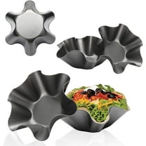 Kiibsot Tortilla Pan Set - 5pcs Non-stick Carbon Steel Taco Salad Bowl Makers Tortilla Shell Pans (Black,6.5")