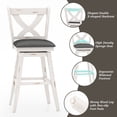 thumbnail image 2 of Tolead 2-Piece 29-Inch Swivel Bar Stools with 360-Degree Swivel and Upholstered Seat, White, 2 of 6