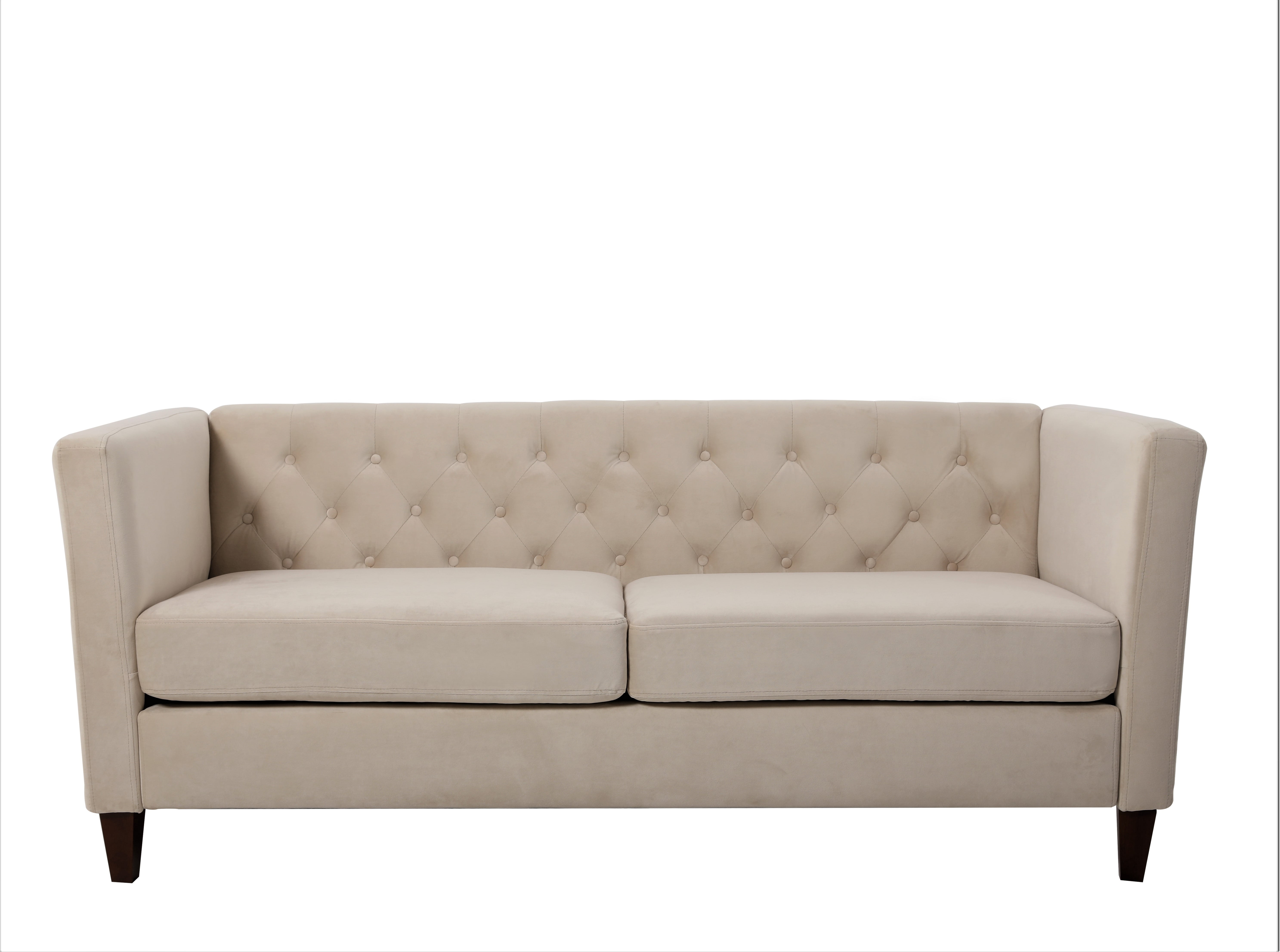 Uspridefurniture Lisette 73.3'' Velvet Square Arm Sofa,Beige