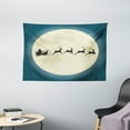 thumbnail image 1 of Christmas Tapestry, Santa Claus Silhouette Riding a Sleigh with Deers in front of Moon, Wall Hanging for Bedroom Living Room Dorm Decor, 60"W X 40"L,Cream Night Blue Black, by Ambesonne, 1 of 2