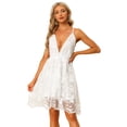 thumbnail image 1 of Mini vestido con escote en V y espalda descubierta para mujer blanco L, 1 of 5