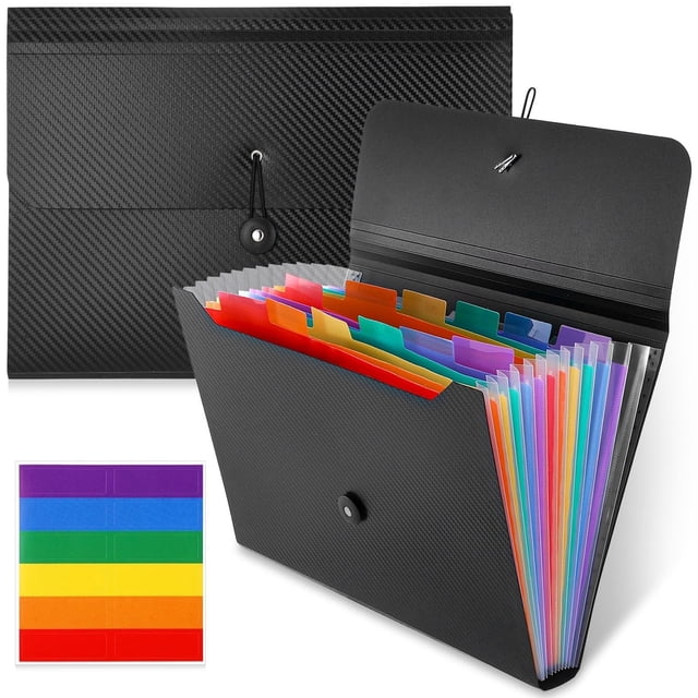 Carpeta de archivos expandible de 2 piezas, organizador de archivos con 13 bolsillos, carpeta de archivo portátil, organizador de documentos para