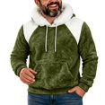 thumbnail image 3 of EliteGoogv Men's Color Block Fleece Hoodie Faux Fur Collar Pullover Sweatshirt Drawstring Kangaroo Pocket Long Sleeve Cozy Loose Fit Winter Top,M, 3 of 7