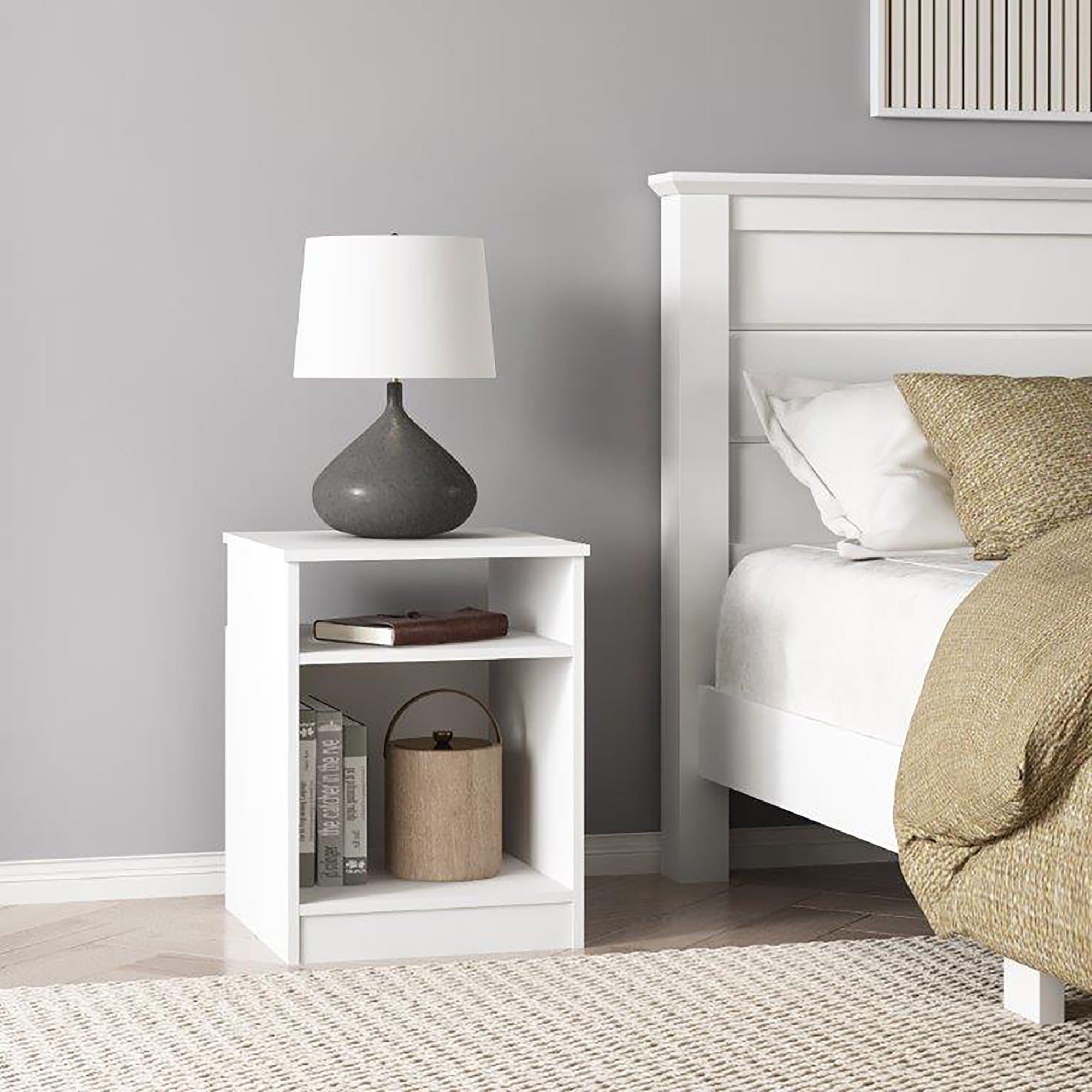 Mainstays Ardent Open Shelf Nightstand, White