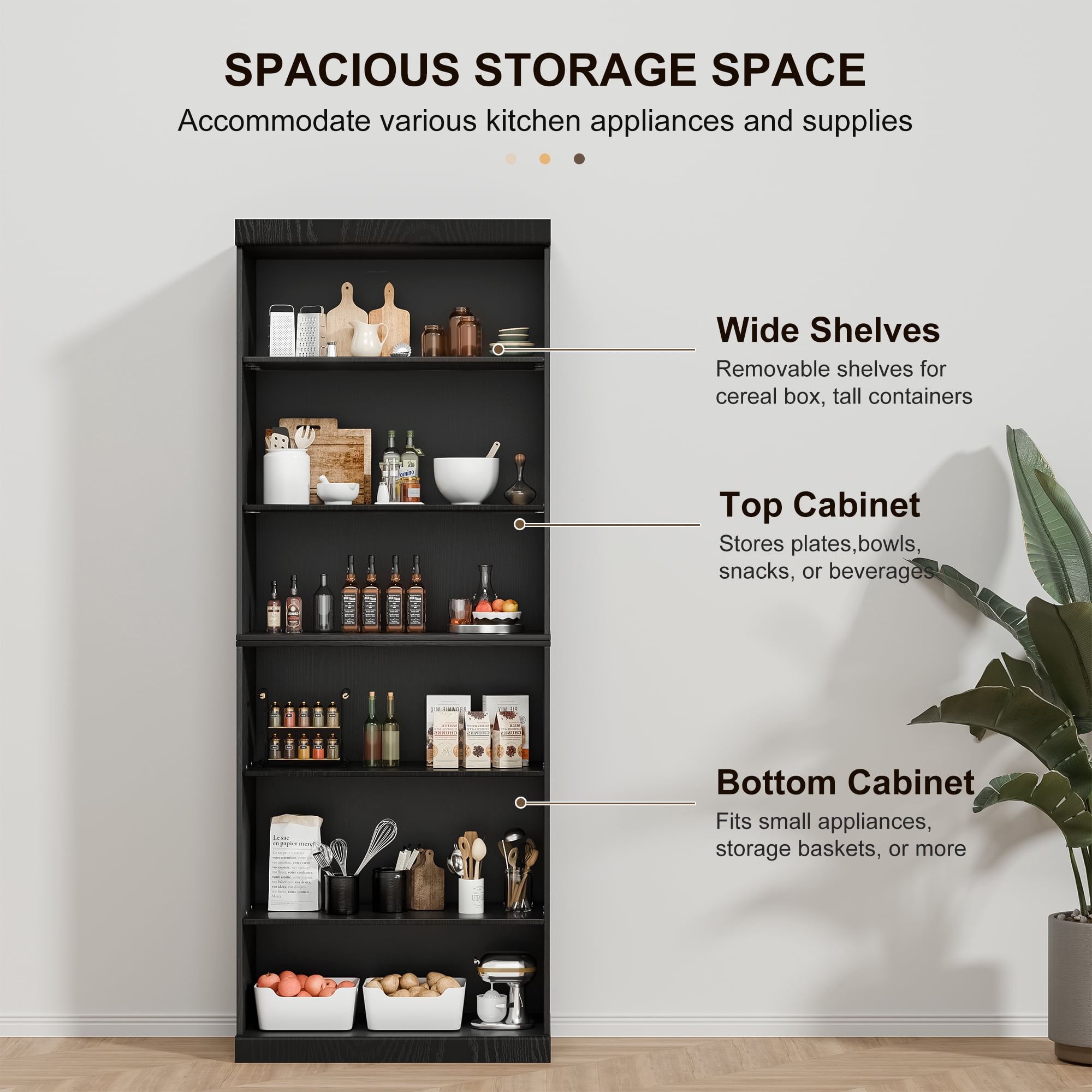 MAYEERTY 3-Shelf 16*31*41"Black Wood Grain Bookcase with Adjustable Shelves, Durable Storage for Home or Office