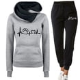 thumbnail image 1 of Gibobby Conjuntos de sudadera con bloques Sra. Qiu Dong con ritmo cardíaco estampado de mascotas traje deportivo de ocio sudaderas con capucha traje de pantal(Gris,XL), 1 of 3