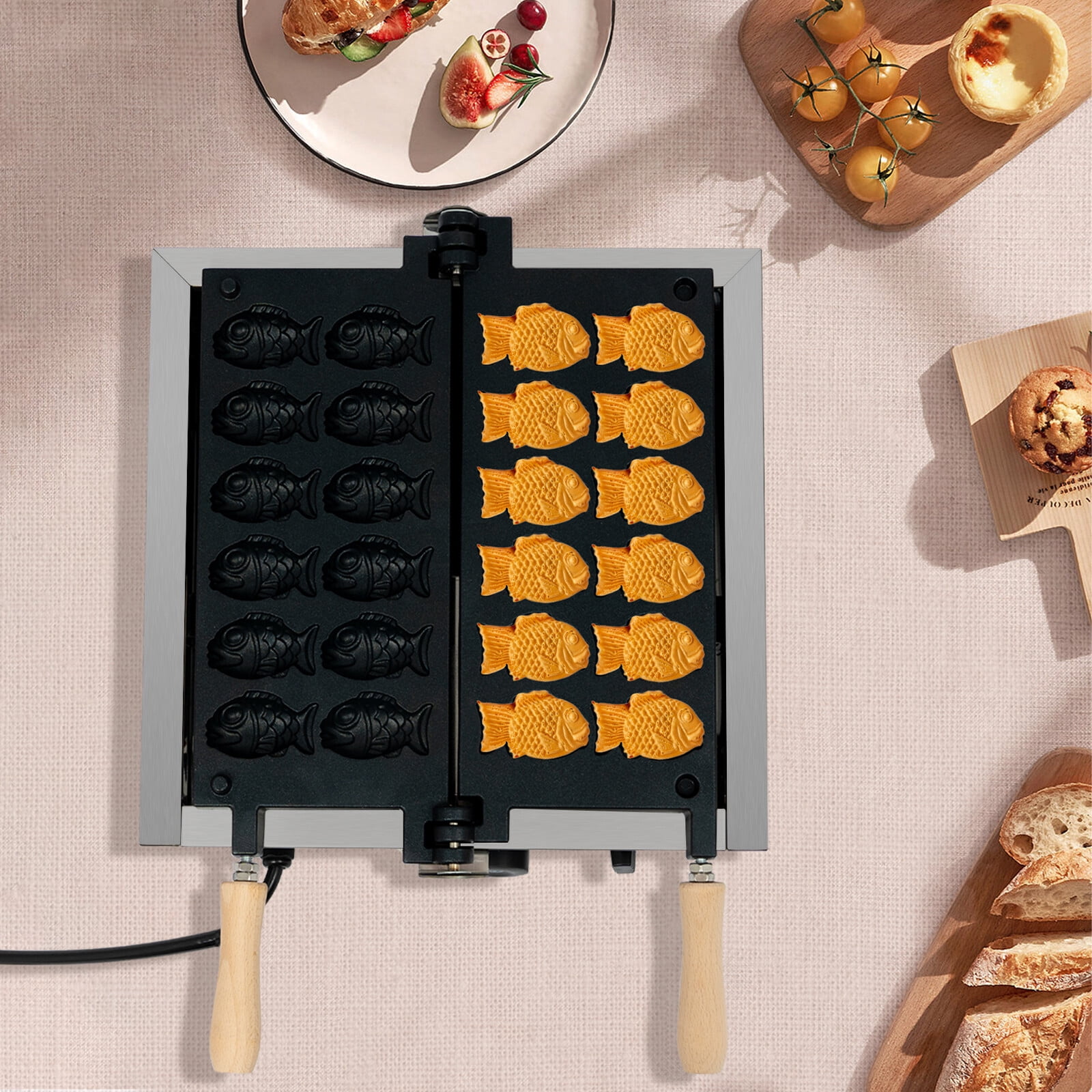 1800W Mini Fish-Shaped Waffle Making Machine Desktop Electric Waffle Maker