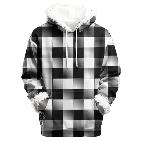 Tawop Women Casual Fashion Round Neck Pockets Print Pullover Long Sleeve Hooded Sweatshirt Top Black
