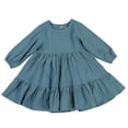 thumbnail image 1 of Vestido infantil de manga larga de algodón y lino Vestido infantil de color liso Vestido para niña, 1 of 6
