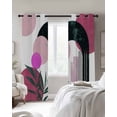 thumbnail image 4 of Boho Middle Century Blackout Curtains for Bedroom Living Room Darkening Curtains 63 Inches Long Abstract Pink Geometric Botanical Window Curtain 2 Panels Set Window Treatment Grommet Drapes 52"x63", 4 of 9