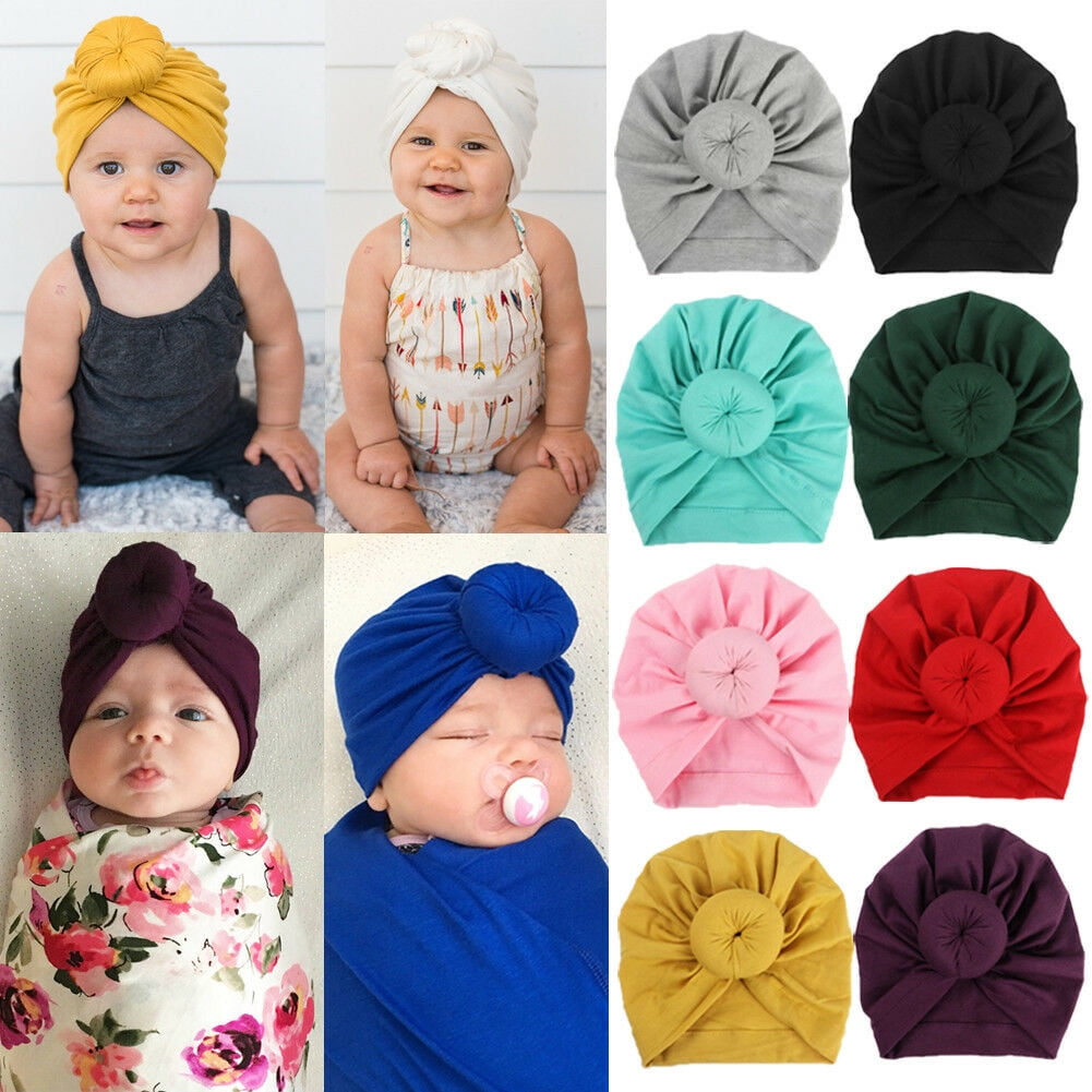 Newborn Toddler Kids Baby Boy Girl Infant Cotton Soft Warm Turban Hat Beanie Cap