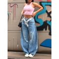 thumbnail image 3 of Y2K Baggy Wide Leg Jeans for Women High Waisted Distressed Denim with Vintage Wash 90s Retro Streetwear Vibes, 3 of 6