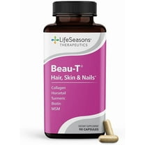 LifeSeasons Beau-T - Hair, Nail & Skincare Supplement - Promotes Healthy Hair and Nail Growth - Support Clear Skin & Fights Acne - Nail Strengthener - Contains Biotin Collagen Turmeric - 90 Capsules