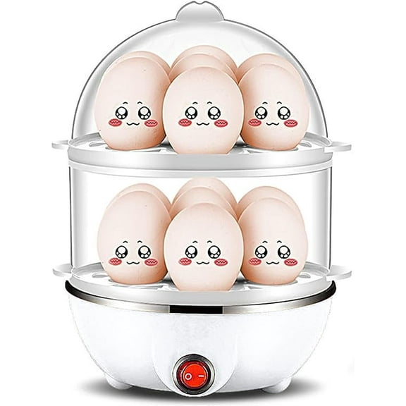 Rapid Egg Cooker,14 Egg Capacity Electric Egg Cooker with Measuring Cup,Resistant PP Egg Boiler With Auto Shut-Off for Soft,Medium,Hard Boiled(U.S.Plug-White)