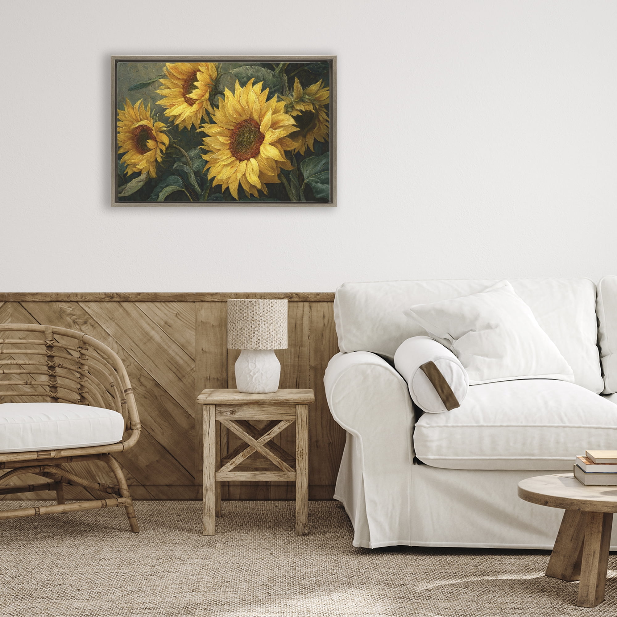 Stupell Industries Sunflowers For The Soul Brown Framed Floater Canvas Wall Art, design by Tina LeCour