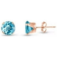 thumbnail image 2 of Paris Jewelry 10k Rose Gold 1 Ct Round Created Aquamarine Stud Earrings Plated, 2 of 2