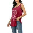 thumbnail image 3 of Frontwalk Ladies Summer Top Sleeveless Pullover Crew Neck Tank Tops Party Bohemian Cami Heart Print Camisole Wine Red L, 3 of 4