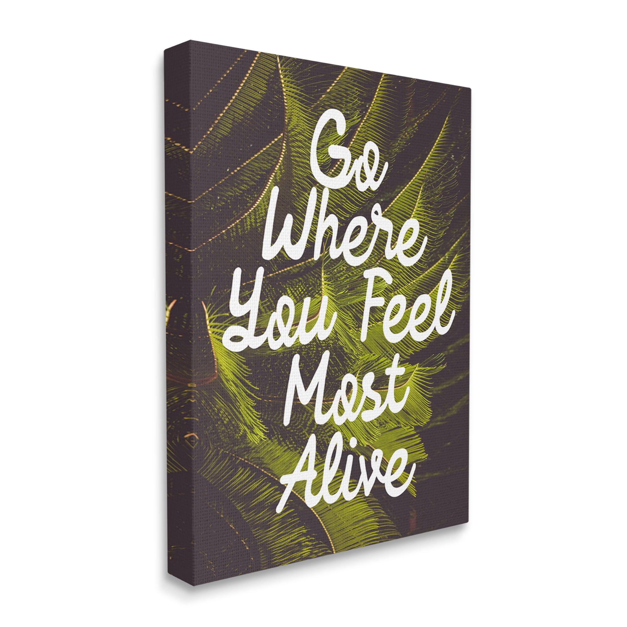 Stupell Industries Encouraging Life Calligraphy Quote Botanical Plant Leaf Graphic Art Gallery Wrapped Canvas Print Wall Art, Design by Daphne Polselli