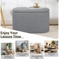 thumbnail image 6 of Modern Linen Fabric Storage Ottoman, Upholstered End of Bed Stool with Removable Lid, Oval Ottoman Foot Rest for Bedroom Living Room Entryway Dorm Small Space Storage, Grey, 6 of 16
