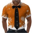 thumbnail image 2 of Blusa y camisa de manga corta con cuello vuelto para hombre, con botones y estampado navideño, informal, de manga corta y cuello vuelto., 2 of 3