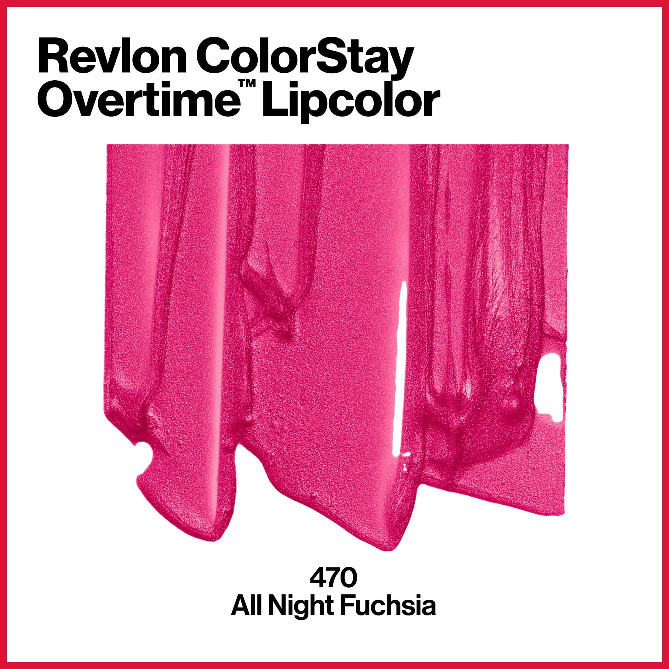 Revlon ColorStay Overtime Longwearing Gloss Lipstick with Vitamin E, 470 All Night Fuchsia, 0.07 fl oz