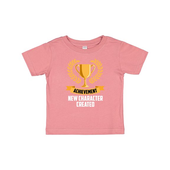 Inktastic Achievement Unlocked New Character Created White Text Boys or Girls Baby T-Shirt