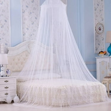 Universal Dome Mos-quito Mesh Net Easy Installation Hanging Bed Canopy Netting for Single to King Size Beds Hammocks Cribs(White)