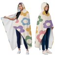 thumbnail image 2 of Wearable Blanket,Colorful Daisy Flower Silhouette Pattern Hooded Wearable Flannel Blanket for Adults & Teens with Buckle,Winter Poncho Shawl Wrap Cape,60"x80", 2 of 3