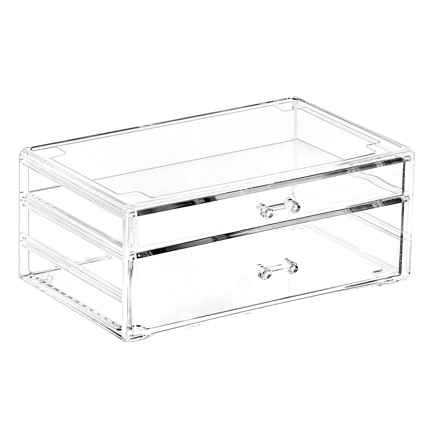 Cq acrylic Countertop Stackable Drawers Bathroom Cabinet Organizer Clear Organizing Bins For Cosmetics Organizer Jewelry Hair Accessories Nail Polish Lipstick Make up Marker Pen Medicine Storage