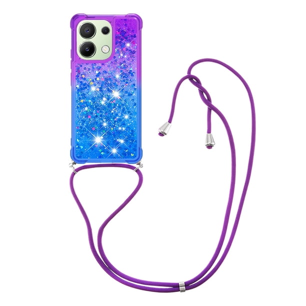 Funda para Xiaomi Redmi Note 13 4G Brillantina Líquida Divertida Reluciente y con Cristales en Movimiento Cuerpo Cruzado con Cordón Ajustable
