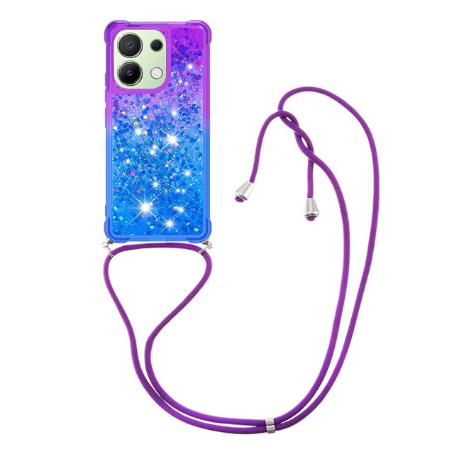 Funda para Xiaomi Redmi Note 13 4G Brillantina Líquida Divertida Reluciente y con Cristales en Movimiento Cuerpo Cruzado con Cordón Ajustable