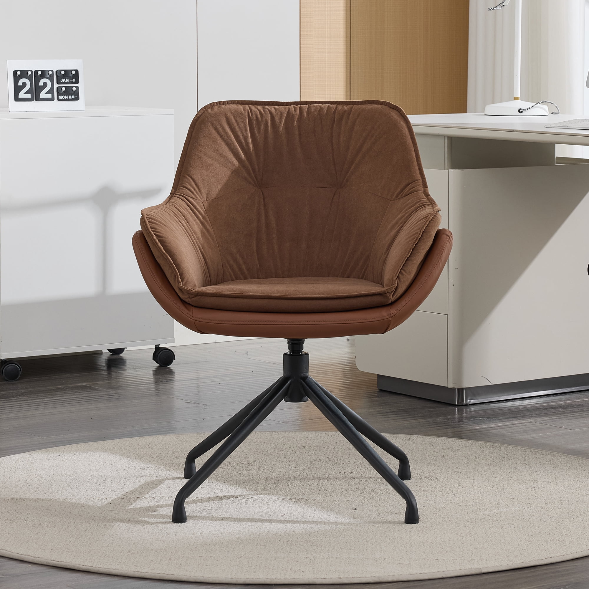 Noble House Home Office Chair,Faux Leather Armchair,Brown